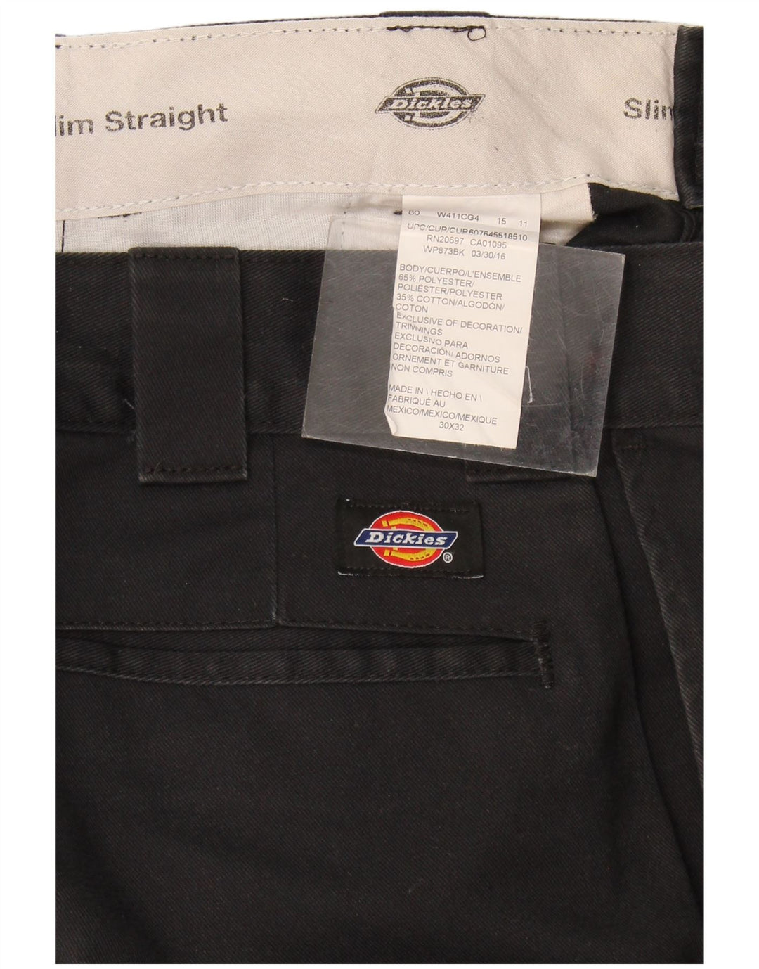 Dickies Slim Straight Chino-Hose für Herren, W30, L32, Schwarz, Polyester