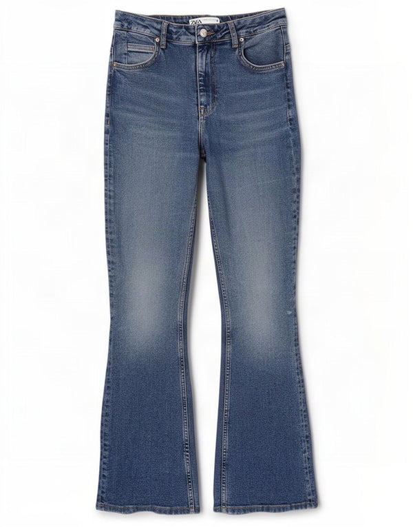 Zara Damen Schlagjeans EU 40 Mittel W30 L31 Blaue Baumwolle