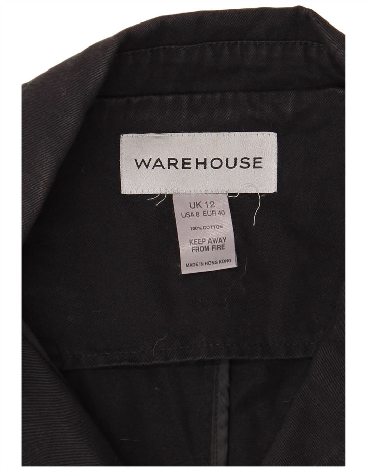 WAREHOUSE Damen Militärjacke UK 12 Mittelschwarze Baumwolle