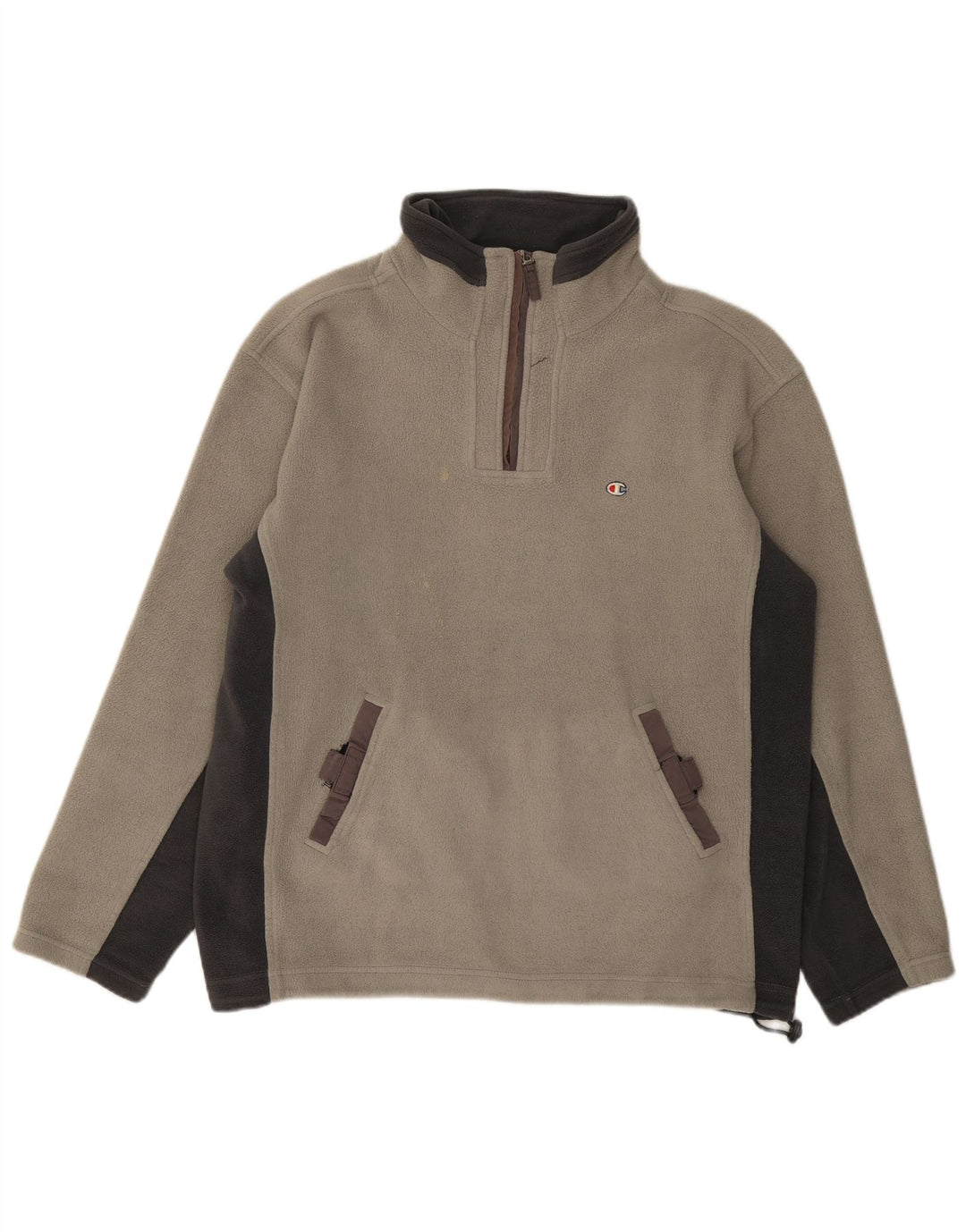 Champion Herren-Fleecepullover mit Reißverschluss am Hals, groß, Grau, Farbblock