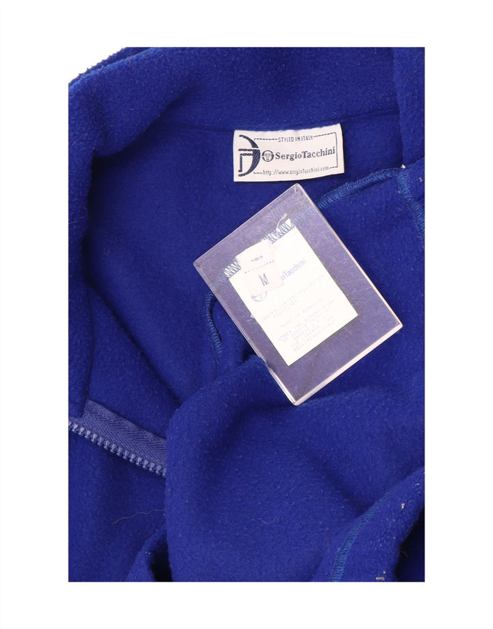 Sergio Tacchini Herren-Fleecepullover mit Reißverschluss am Hals, mittelblaues Polyester