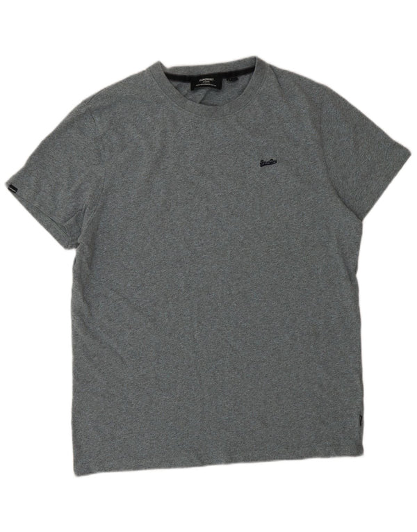 Superdry Herren-T-Shirt-Oberteil XL aus grau gefleckter Baumwolle