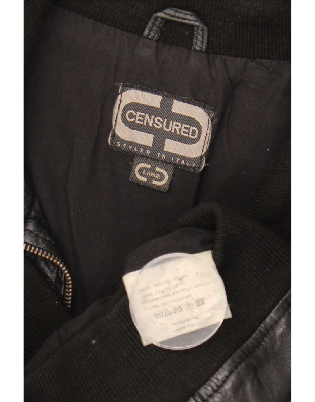 Censured Damen Lederjacke UK 14 Großes schwarzes Leder