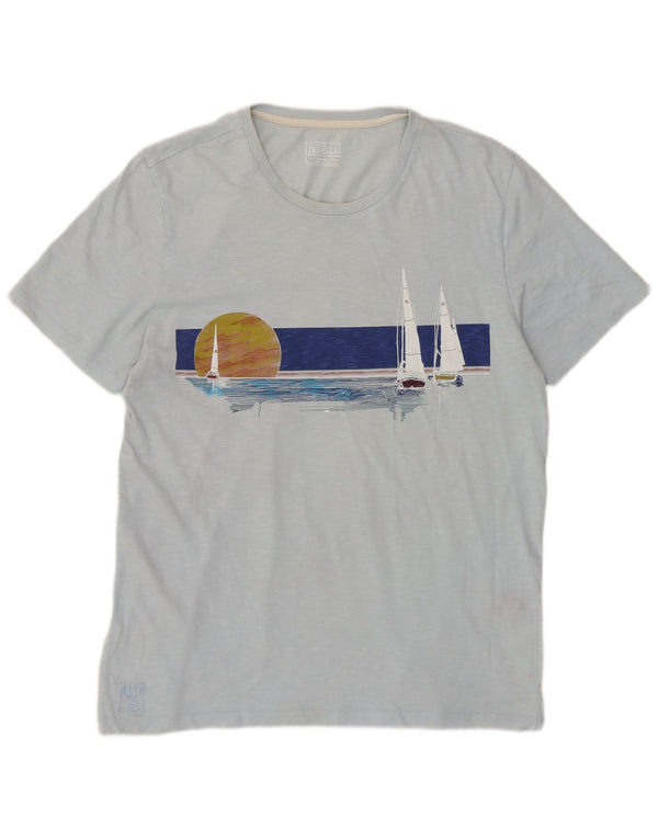 Fat Face Herren-T-Shirt mit Grafik, Größe L, aus blauer Baumwolle