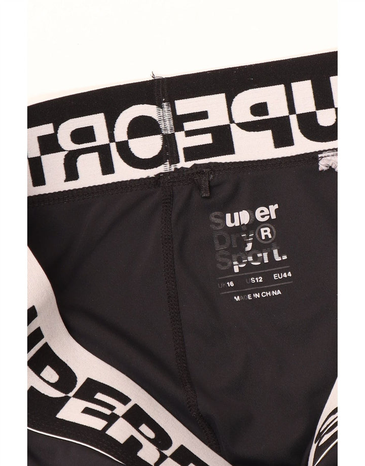 Superdry Damen Graphic Crop Leggings UK 16 Large Schwarz