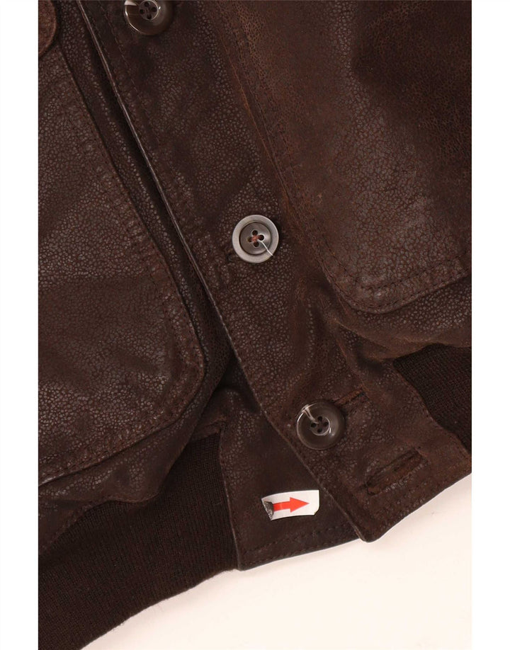 Vintage Herren Bomber Lederjacke IT 48 Mittelbraun
