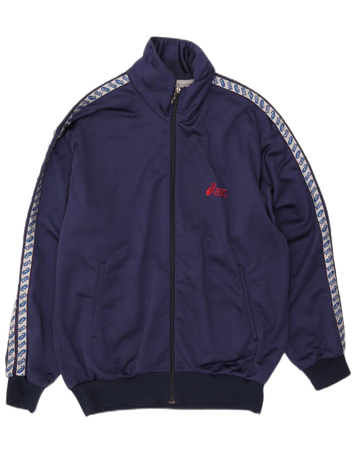 Asics Herren-Trainingsanzugoberteil mit Grafik, XL, Marineblau, Farbblock