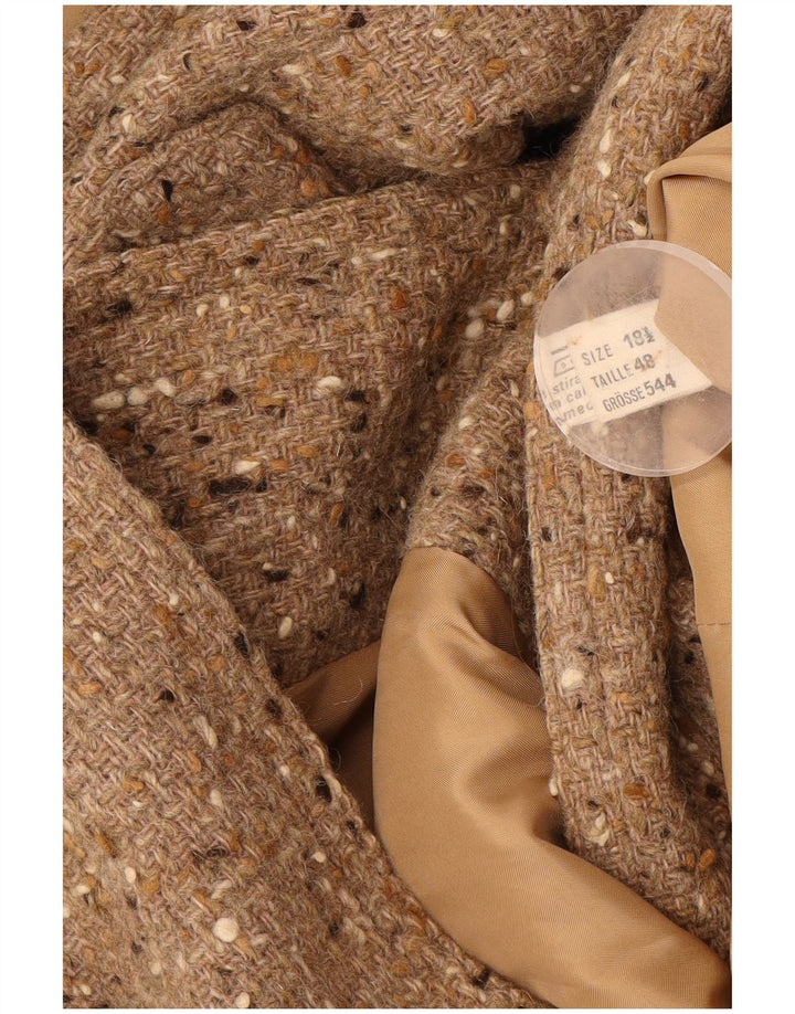 Vintage Damen Zweireihiger Mantel UK 18 XL Beige meliert