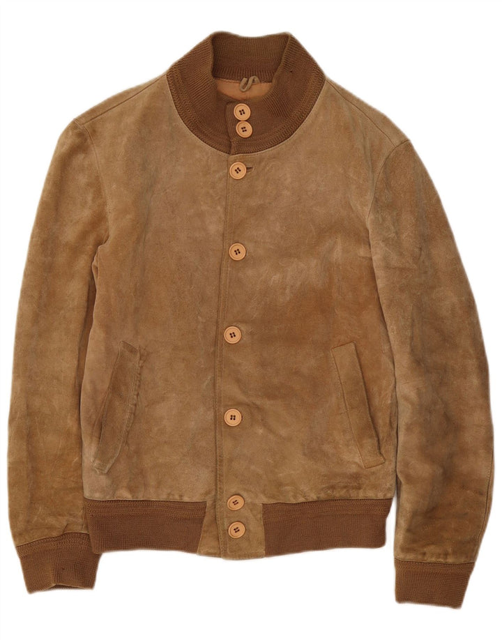 Vintage Herren Wildleder Bomberjacke IT 46 Small Beige