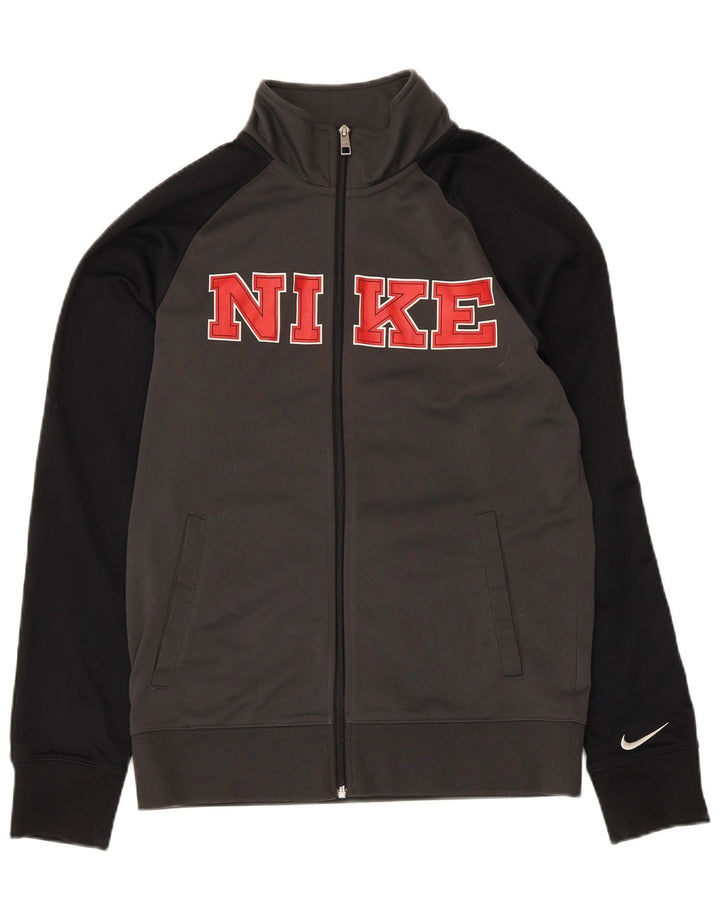 Nike Herren-Trainingsanzugoberteil mit Grafik, Größe S, Grau, Farbblock-Polyester