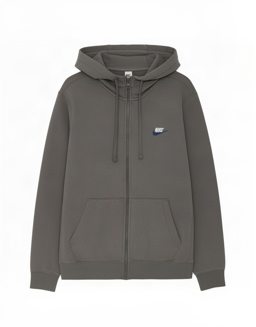 Nike Herren-Kapuzenpullover mit Reißverschluss, klein, graue Baumwolle