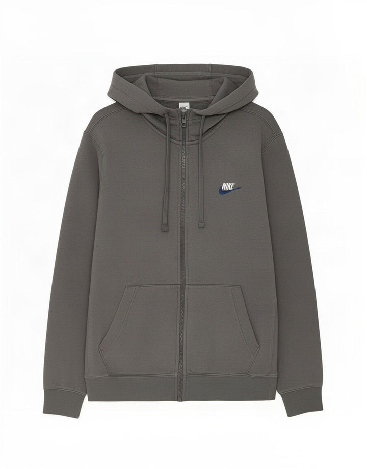 Nike Herren-Kapuzenpullover mit Reißverschluss, klein, graue Baumwolle