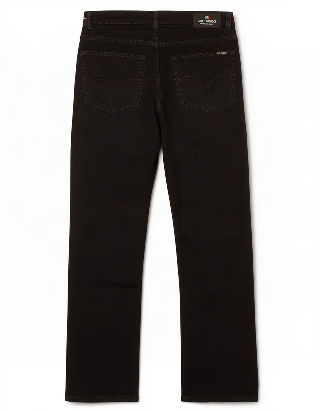 Carlo Colucci Herren Straight Jeans W34 L32 Schwarze Baumwolle