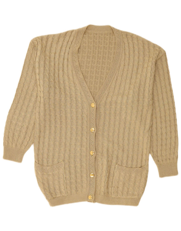 Vintage Damen Cardigan Pullover UK 14 Medium Khaki Baumwolle