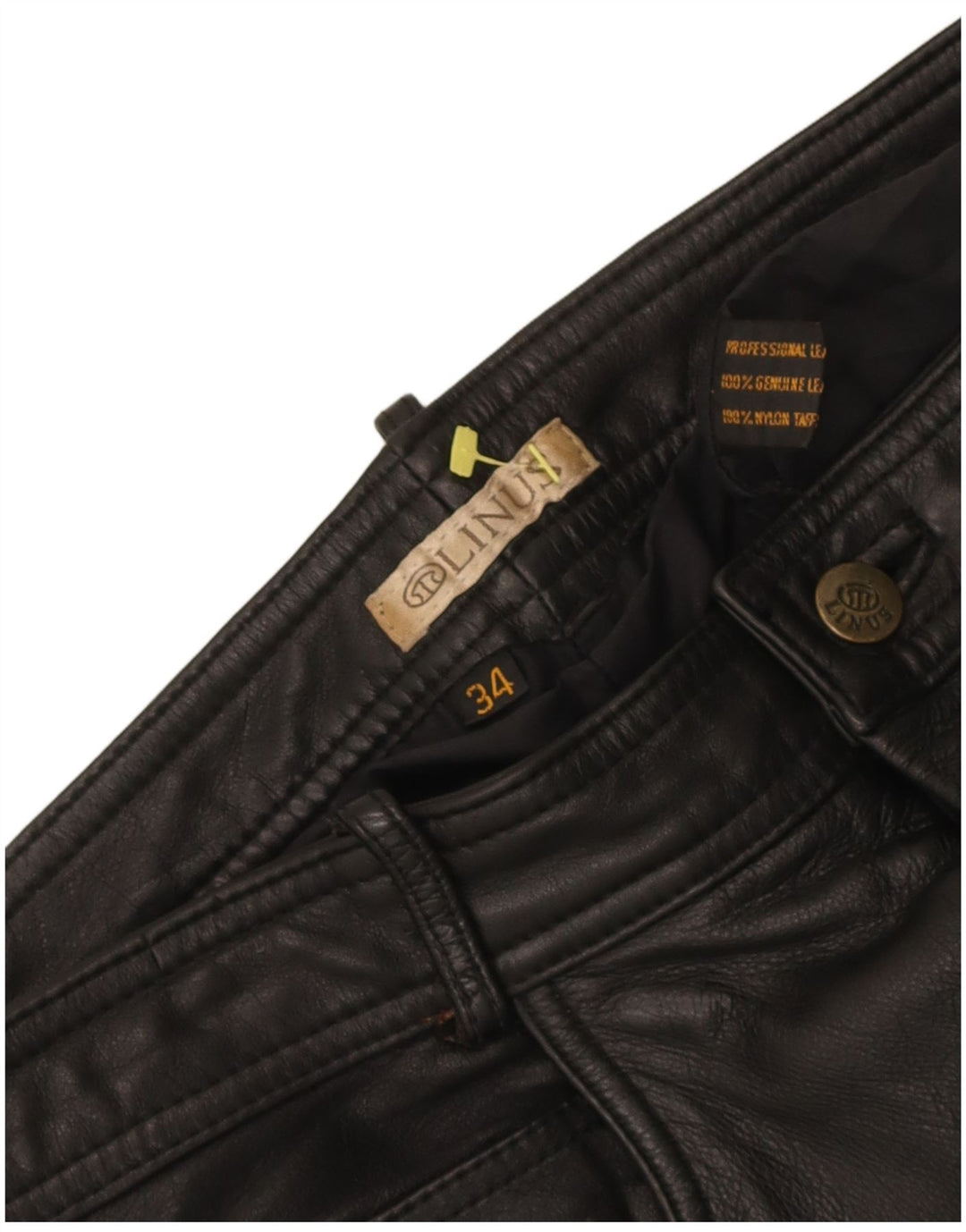 Linus Herren Slim Lederhose W34 L34 Schwarz
