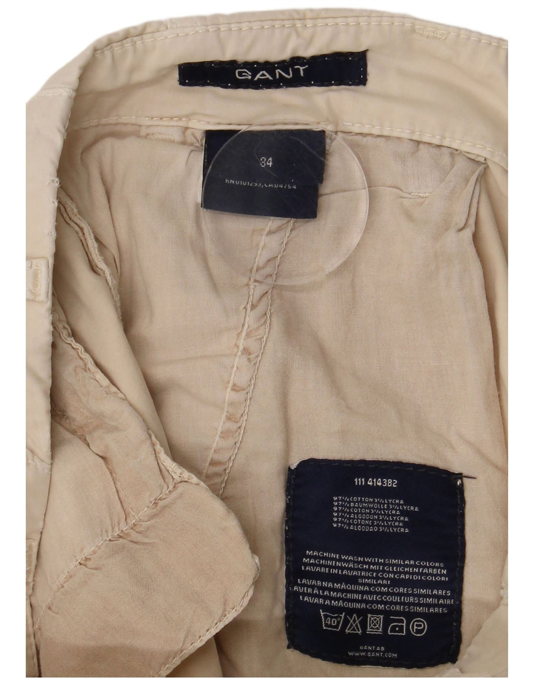 GANT Gerade Chino-Hose für Herren, W34, L26, cremefarbene Baumwolle