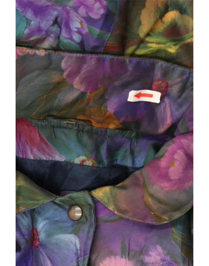 Gepolsterte Vintage-Damenjacke mit Kapuze, UK 14, mittelgroß, mehrfarbig, geblümt