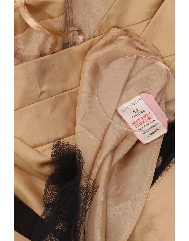 Principles Trägerloses Damenkleid UK 14 Large Gold Colourblock Polyester