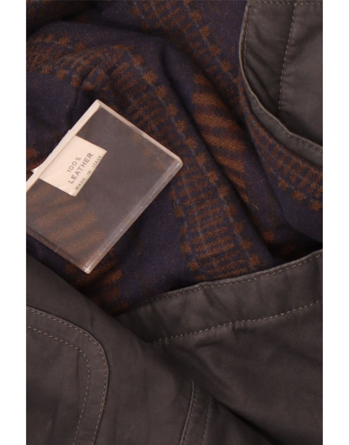 Vintage Herren Ledermantel UK 40 Großes schwarzes Leder