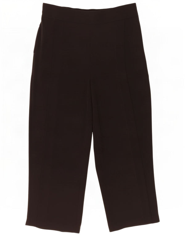 Zara Damen Hose mit weitem Bein, kurz geschnitten, XL, W32, L24, Schwarz, Polyester