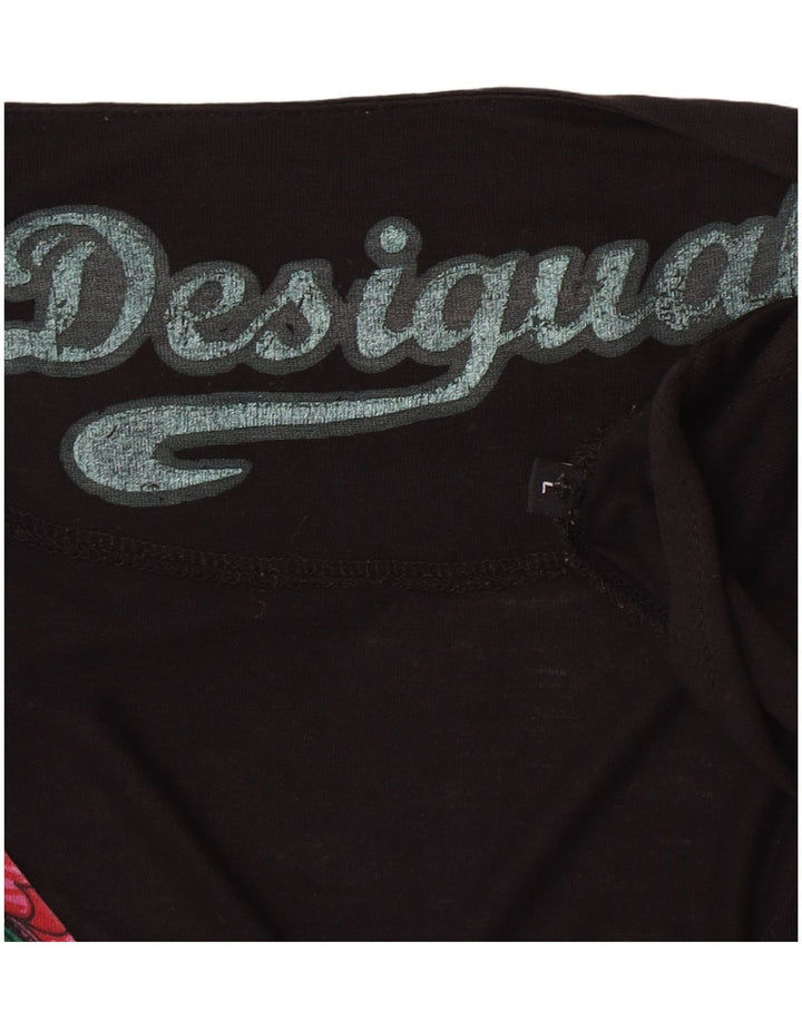 Desigual Damen-Bluse mit Fledermausärmeln, UK-Gr. 46, groß, schwarz, geblümt