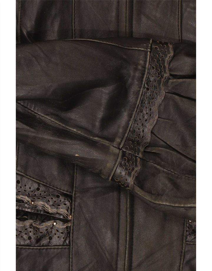 Vintage Damen Lederjacke UK 12 Medium Schwarz