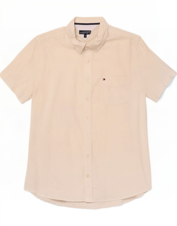 Tommy Hilfiger Herren-Stretch-Kurzarmhemd, klein, weiße Baumwolle