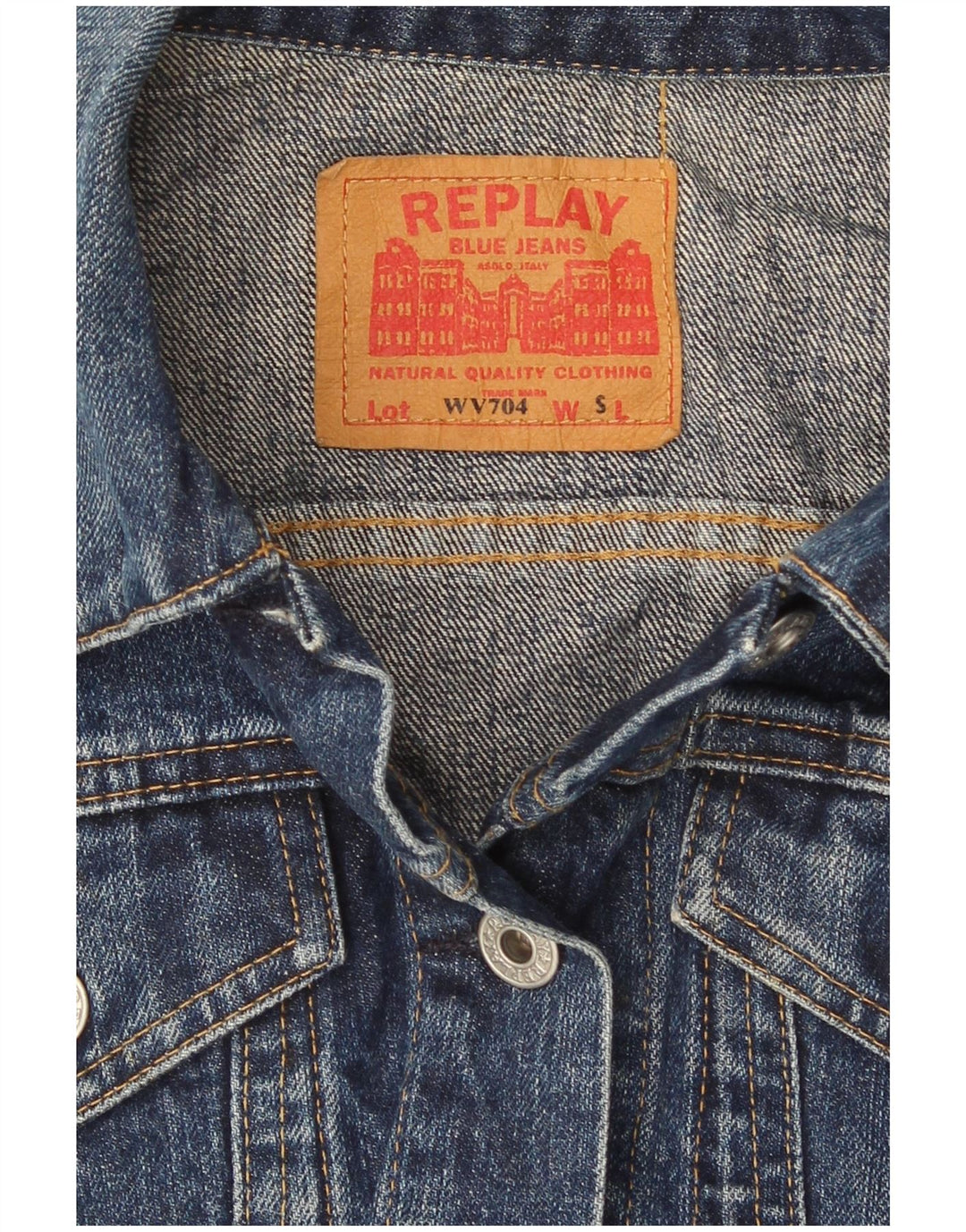 Replay Damen Crop Denim Jacke UK 8 Small Blau Baumwolle