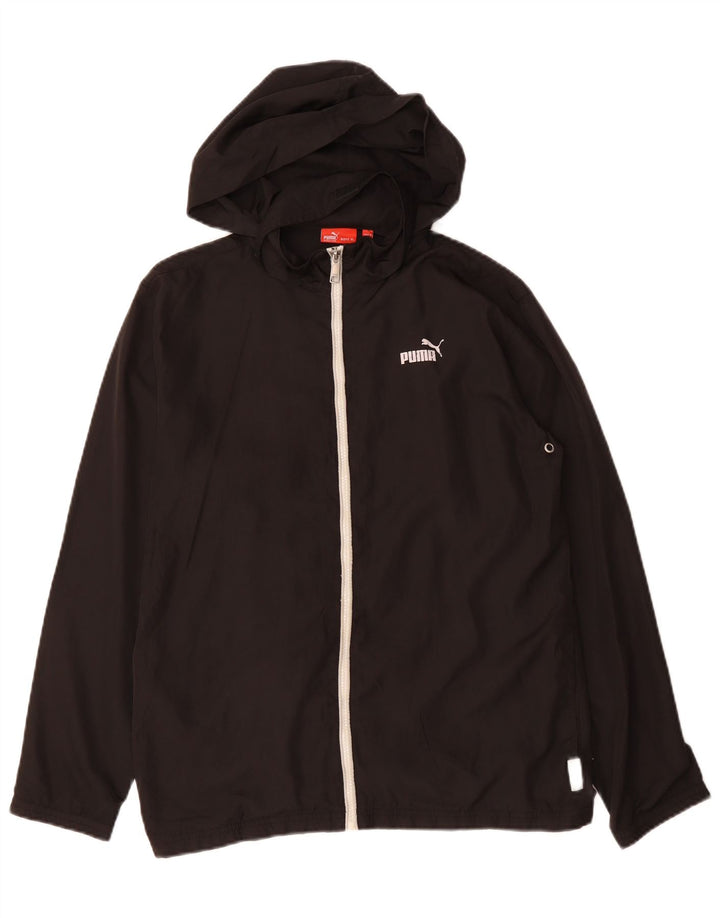 PUMA Jungen-Trainingsanzug mit Kapuze, Top-Jacke, 13–14 Jahre, XL, schwarzes Polyester