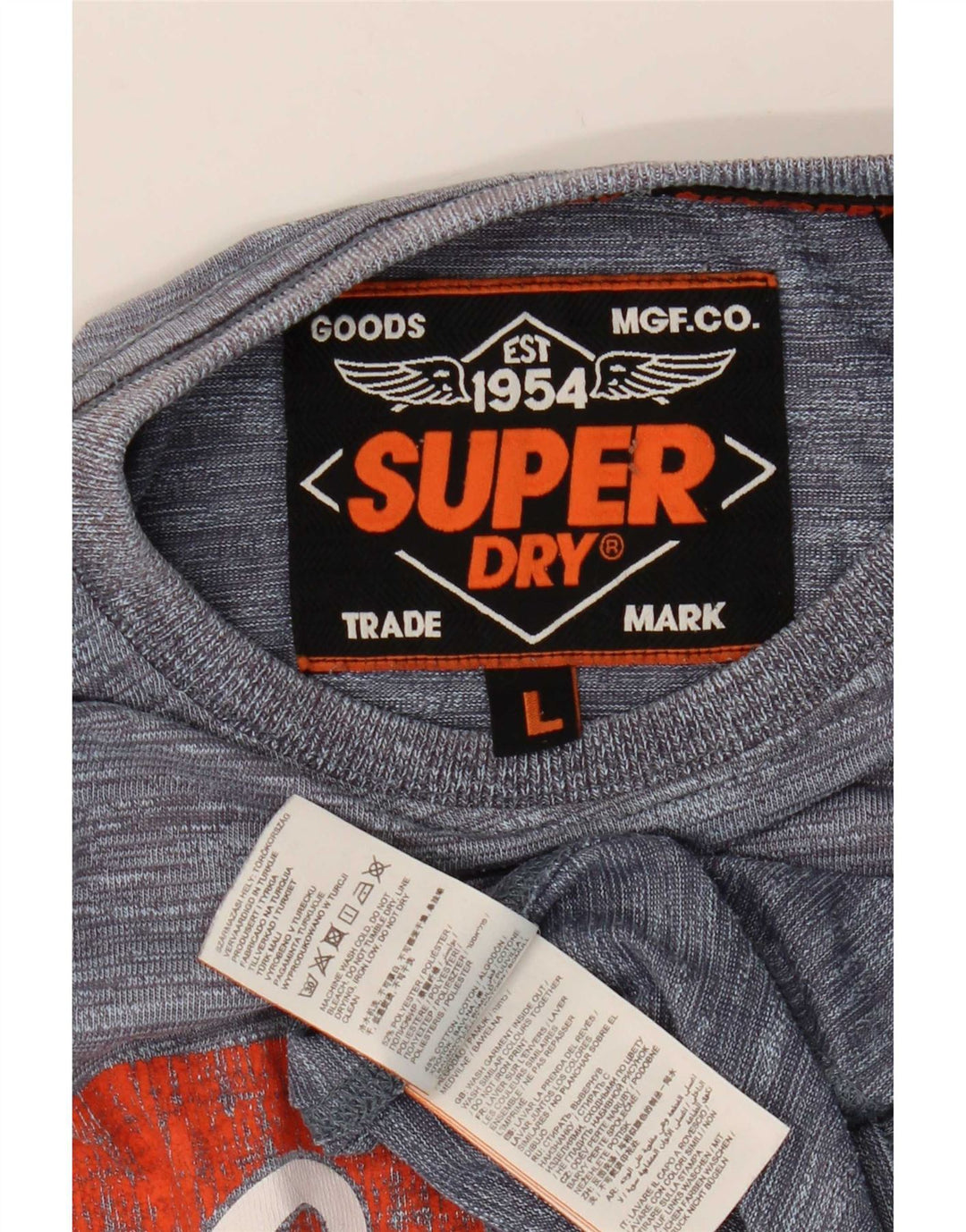 Superdry Herren Grafik-T-Shirt-Oberteil, großes grau meliertes Polyester