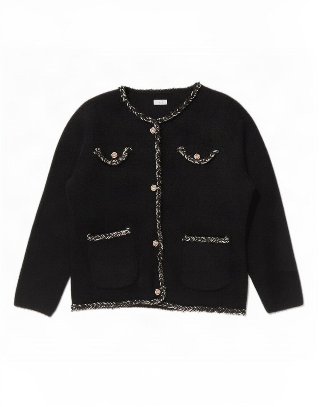 Vintage Damen Cardigan Pullover UK 12 Medium Schwarz Polyamid