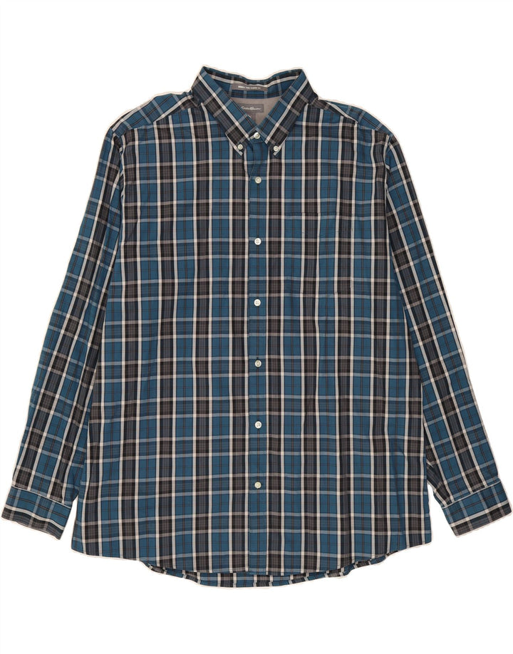 EDDIE BAUER Mens Classic Fit Shirt 2XL Navy Blue Check Vintage Eddie Bauer and Second-Hand Eddie Bauer from Messina Hembry 