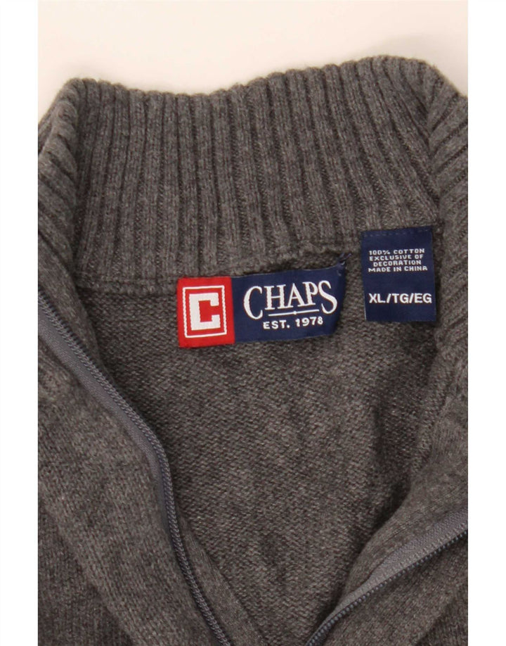 Chaps Herren-Pullover mit Reißverschluss, XL, graue Baumwolle