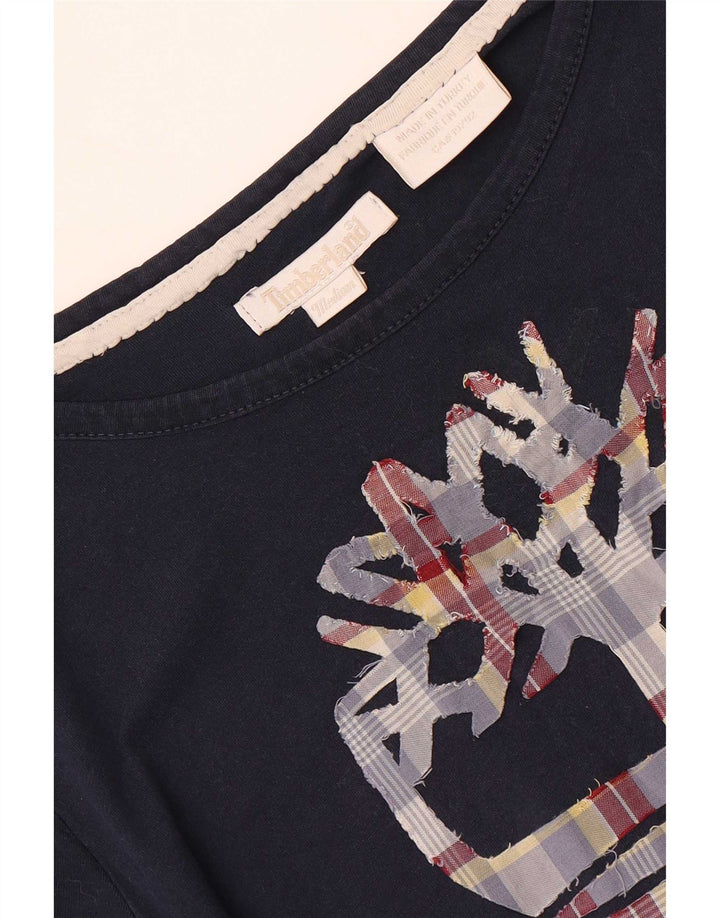 Timberland Damen Grafik-T-Shirt-Oberteil UK 12 Medium Marineblau