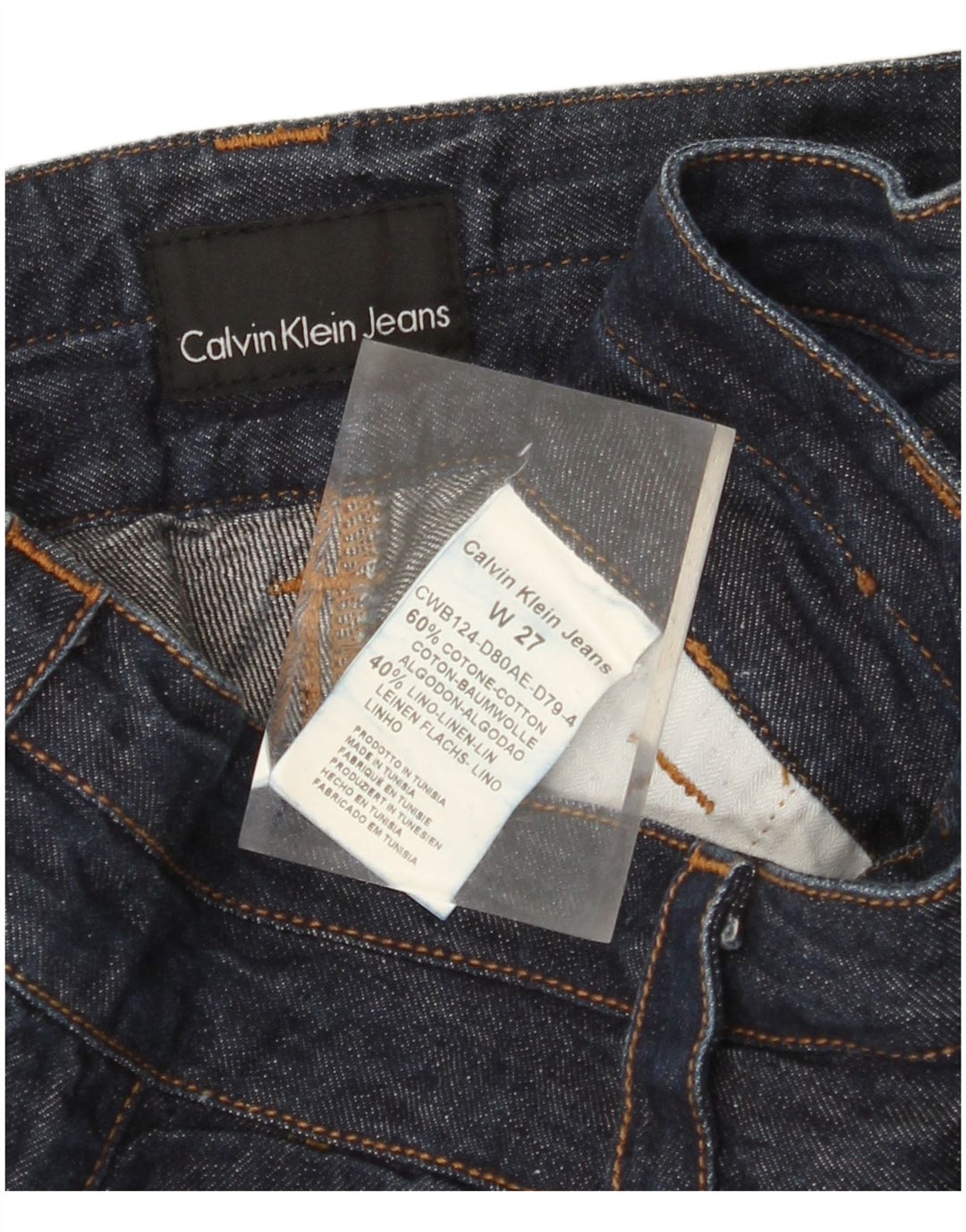 CALVIN KLEIN Damen Straight Jeans W27 L35 Marineblaue Baumwolle