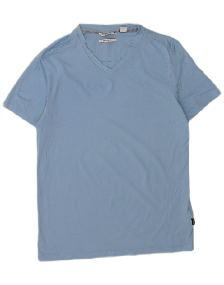 Calvin Klein Slim Fit T-Shirt-Oberteil für Herren aus mittelblauer Baumwolle