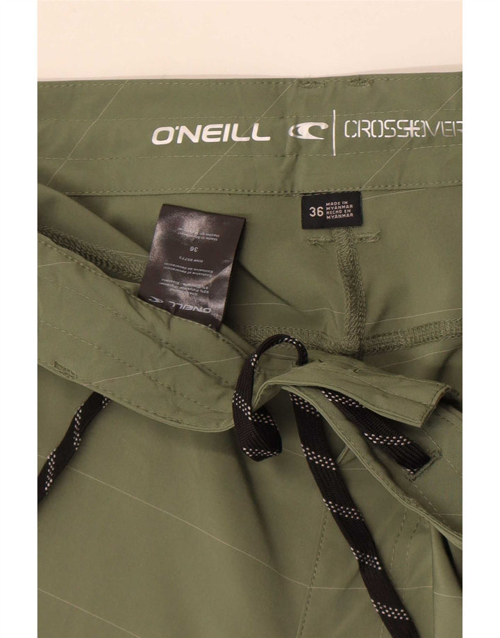 O'Neill Herren Cargoshorts W36 Große grün gestreifte Baumwolle