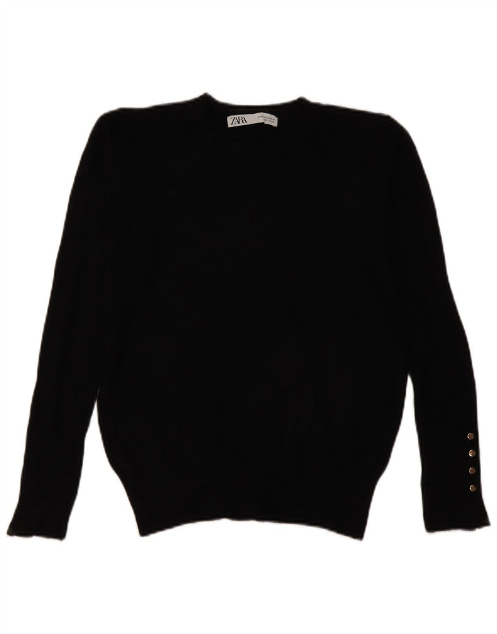 Zara Damen-Pullover mit Rundhalsausschnitt, Gr. 14, mittlere schwarze Viskose