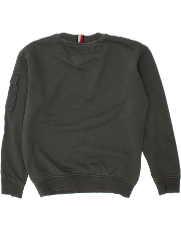 TOMMY HILFIGER Boys Graphic Sweatshirt Jumper 9-10 Years Grey Cotton Vintage Tommy Hilfiger and Second-Hand Tommy Hilfiger from Messina Hembry 