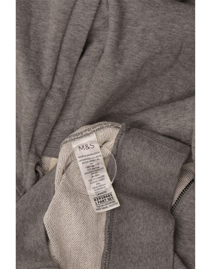 MARKS & SPENCER Herren-Kapuzenpullover mit Reißverschluss, XL, graue Baumwolle