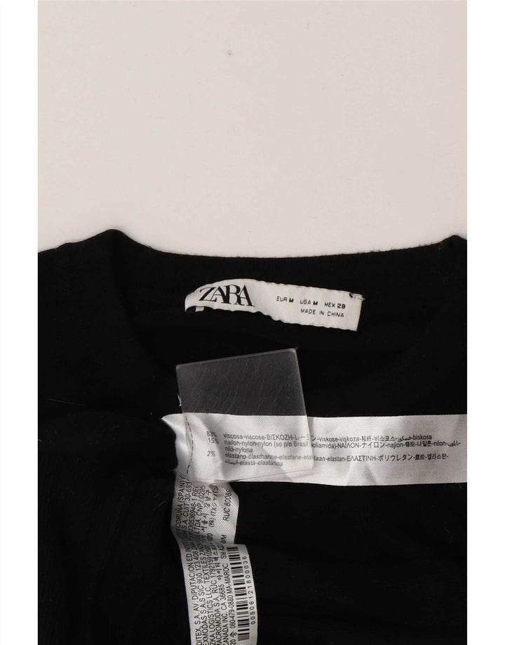 Zara Damen-Pullover mit Rundhalsausschnitt, Gr. 14, mittlere schwarze Viskose