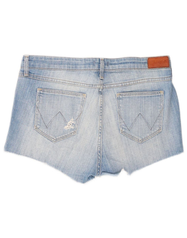 Wrangler Womens Boyfriend Distressed Denim Shorts XS W29 Blaue Baumwolle