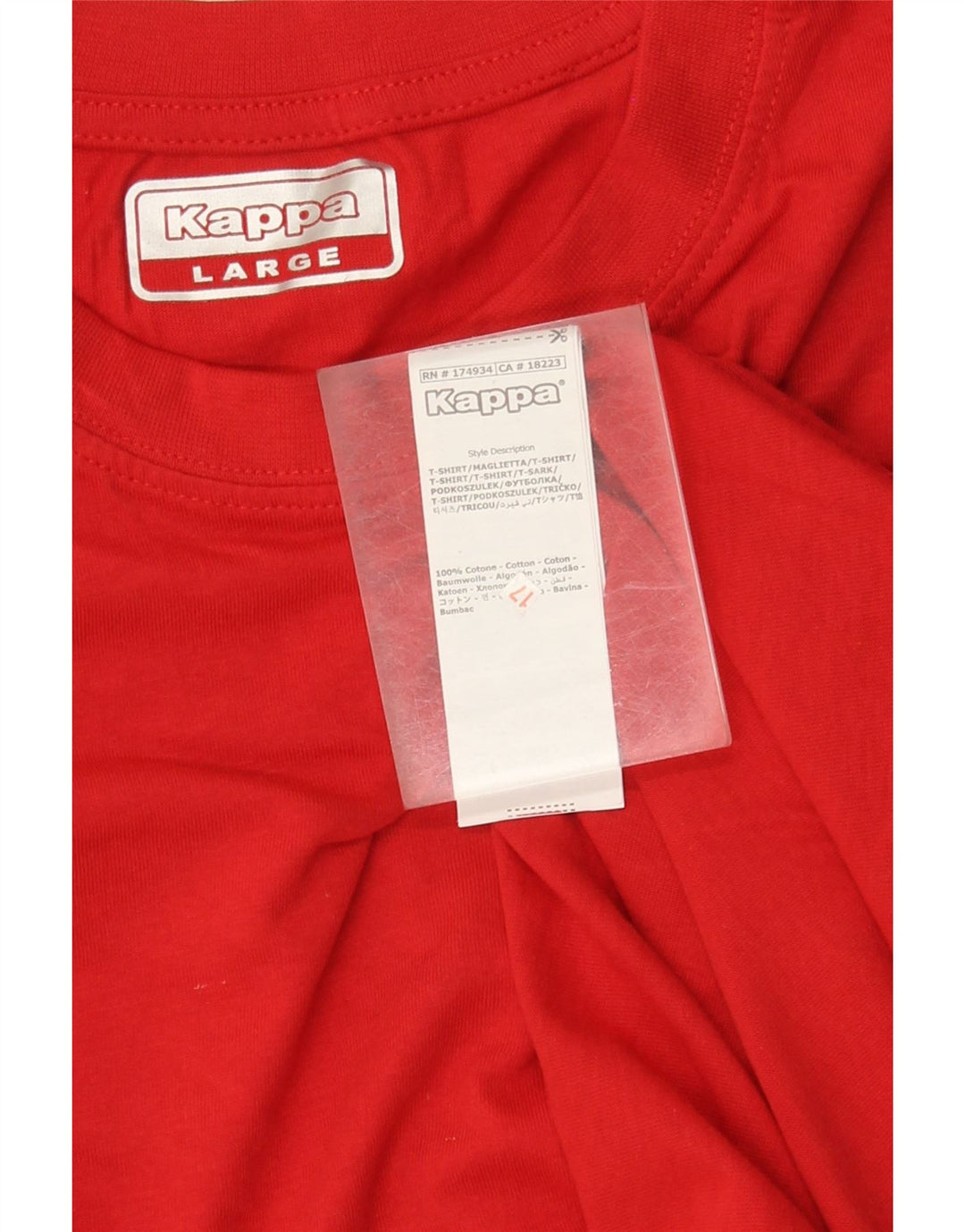 Kappa Herren T-Shirt Top Large Rot Baumwolle
