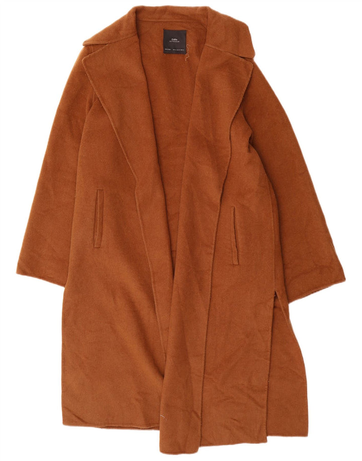 Zara Damen Übergroßer offener Mantel UK 6 XS Braune Wolle