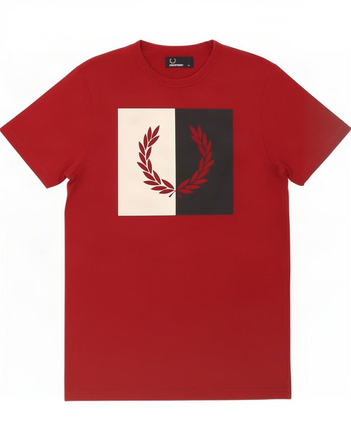 Fred Perry Herren Grafik T-Shirt Top XS Rot