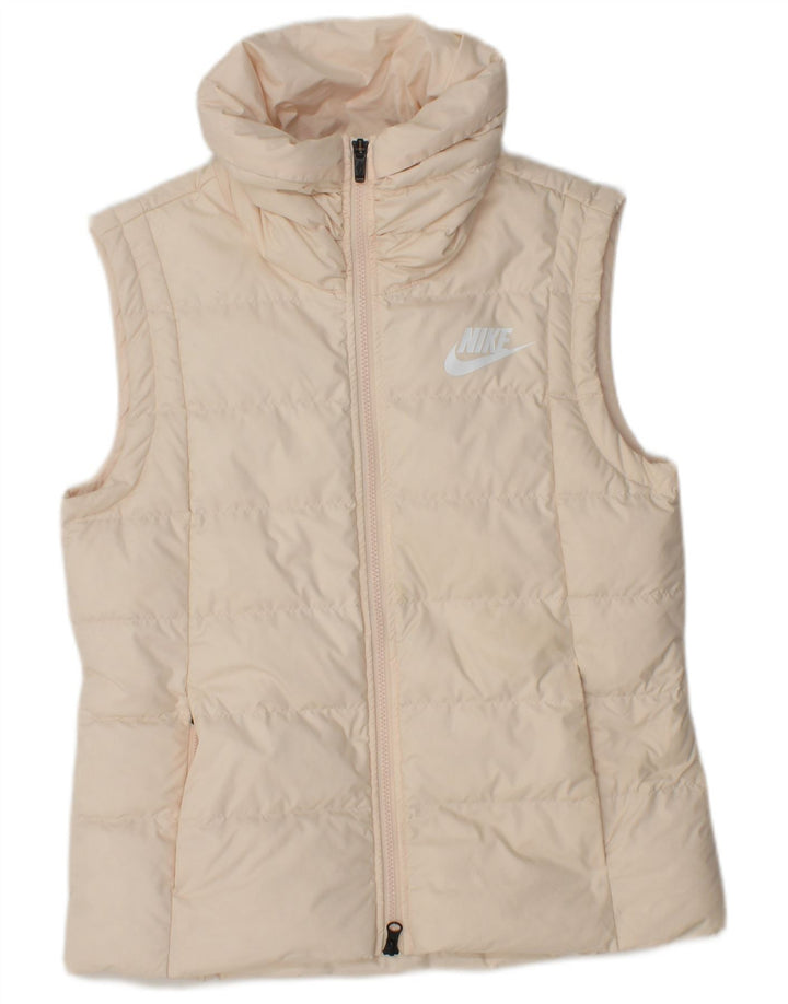 NIKE Damen Wattierte Weste UK 14 Medium Beige Polyester