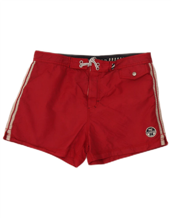 North Sails Herren-Badeshorts mit Grafik, mittelrot, Polyamid