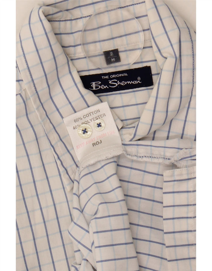 Ben Sherman Herren-Kurzarmhemd aus mittelblau karierter Baumwolle