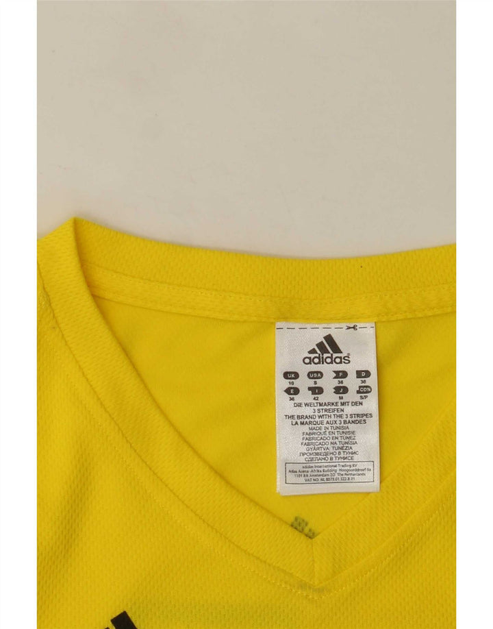 Adidas Damen Climalite Graphic T-Shirt Top UK 10 Small Gelb Polyester