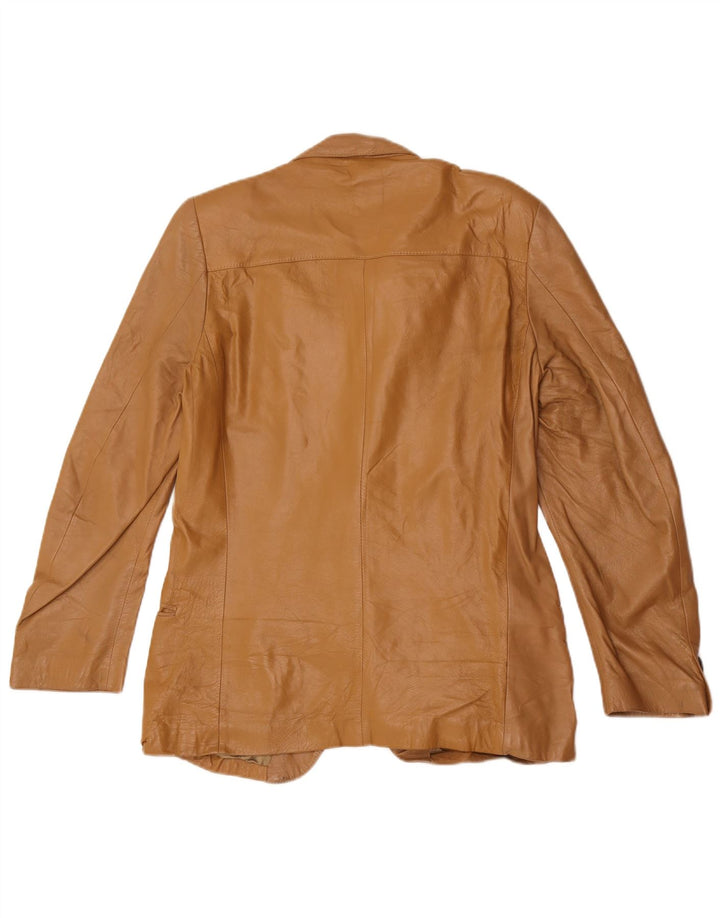 Vintage Herren 2-Knopf-Lederblazer IT 48 Mittelbeige